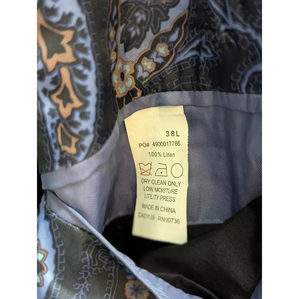 Joe Joseph Abboud Mens 38L Black Linen Pinstripe 2 Button Blazer Jacket NWOT